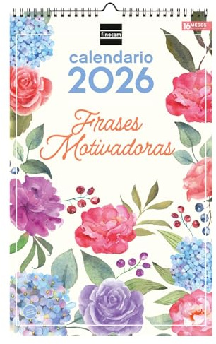 Finocam - Calendrier mural 2026 25 x 40 cm avec vue mois janvier - décembre 2026 + sept. - Déc. 2025 (4 mois) réduits | Calendrier 2026 | Images phrases motivantes - Français