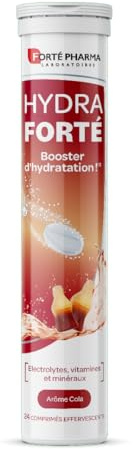 Forté Pharma - Hydra Forté Cola - Electrolyte hydratation - Vitamine C Magnesium, Vitamine D, Minéraux - Sport, Chaleur, Voyage - 24 comprimés effervescents (1-2/Jour, 24 Jours)
