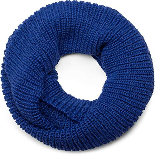styleBREAKER Unisex Feinstrick Schal, einfarbiger Loop Schlauchschal, Feinripp Winter Strickschal, Loopschal 01018112, Farbe:Royalblau