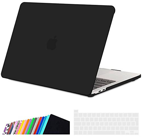 iNeseon Hülle Kompatibel mit 2016-2022 MacBook Pro 13 Zoll Modell A2338(M1 M2) A2289 A2251 A2159 A1706 A1989, Plastik Case Schutzhülle und EU Tastaturschutz für MacBook Pro 13,3, Schwarz