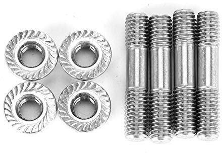 Kit de Goujons,Akozon 4 pièces M8x1,25 42 mm / 1,65 pouces T25 T28 Goujon et écrou du collecteur d'échappement Système d'échappement de voiture Kit de vis accessoire de véhicule de voiture