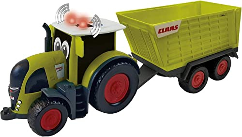 Happy People L&S 34541 Claas Kids Axion 870 Traktor + Anhänger Cargos 750 - mit Licht und Sound, grün