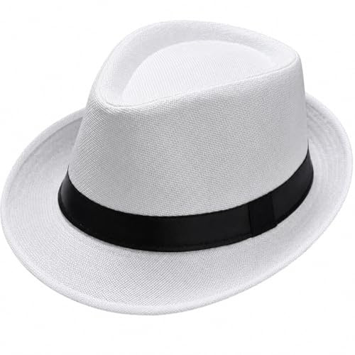 GIVBRO Sombrero de Lino y Malla de Ala Ancha Fedora Trilby - Panamá Plegable para Hombre al Aire Libre Verano Playa Papá