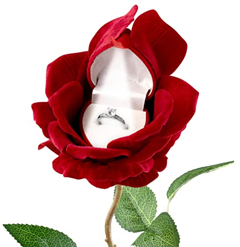 Noble Rose Flower Blossom Ring Box for Proposal/Engagement/Wedding Jewelry Box (LED)