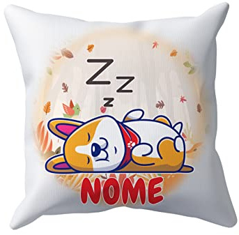 Puzzletee Cuscino Bambino Cane - NOME PERSONALIZZABILE - Cagnolino - Animali Simpatici - Cuscini 40X40 CM - Bambino - Idee Regalo