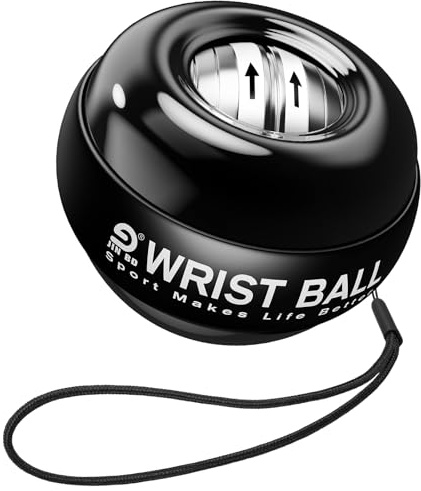 JIN BD Wrist Trainer Ball Auto-Start Gyroscopic Forearm Exerciser Gyro Ball for Strengthen Arms, Fingers, Grip and Muscles Black Diamond (No Light