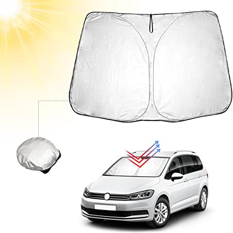BIBIBO VW Touran II 2016-2023 - Parasol Delantero para Coche con VW Touran 2 2016-2023, protección Solar para Coche, Calidad certificada, Cubierta de Parabrisas Plegable, con protección UV