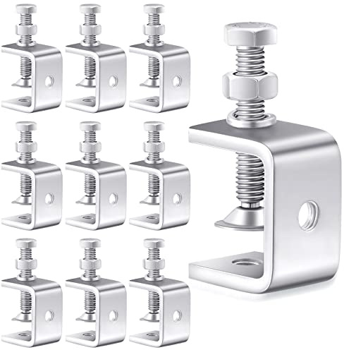 Lounsweer 20 Pcs Stainless Steel C Clamps Heavy Duty 1 3/16 Inch Mini Clamp with Stable Wide Jaw Opening Small Screw Clamps for Metal Working Mounting Woodworking