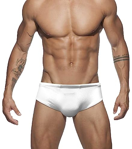 RQPYQF Costume Slip Uomo, Costume Mare Uomo Slip Piscina Costume Nuoto Slip Costume Uomo Swimming Brief Coulisse Regolabile YK80 Taglia M - XXL (Bianco, XXL)