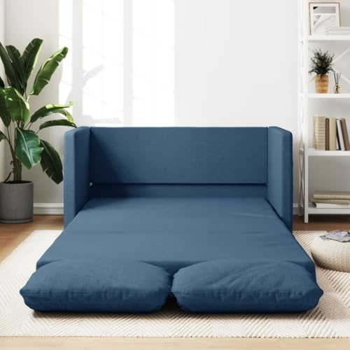 Sofá Cama 2 Plazas Convertible Keyroto - Azul - Tela (100% Poliéster), Metal - 112 x 60 x 55 cm