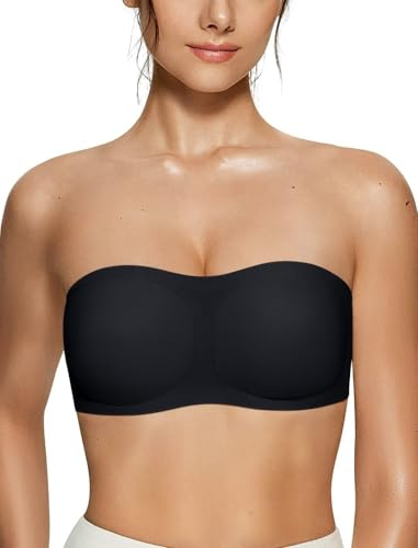 Vertvie Sujetador Mujer Tirantes y Sin Costuras - Bandeau con Relleno Push-Up y Banda de Silicona