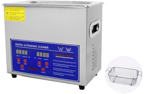 Ultraschallreiniger, 40 kHz, Ultraschallreiniger, Edelstahl, Behälter mit Heizung, Zeit und Temperatur, verstellbar, Gerät für Schmuck, Brillen, Uhren, Halsketten, Zahnärzte (6 l)