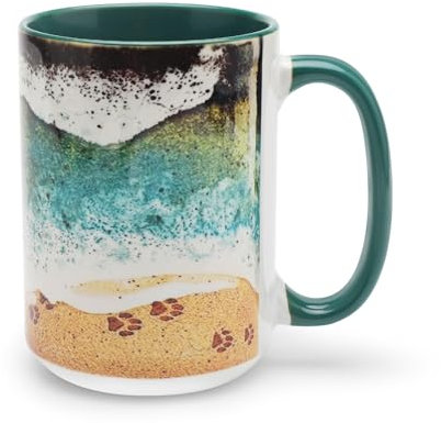 Taza impresa con huella de pata Taza de cerámica hecha a mano Taza de café divertida con patas para amantes de las mascotas, taza de té grande, taza de recuerdo para leche, bebidas calientes, té y