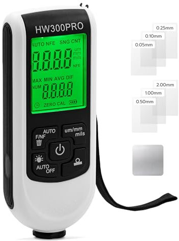 Tolesum Medidor de espesor de capa digital, medidor de pintura para coche con cuerda portátil, 0-2000 para espesores de pintura, medidor de espesor de pintura para automóviles usados