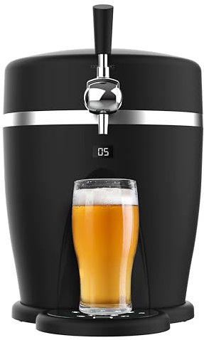 Cecotec Dispensador de Cerveza BeerFlow 5000, 60 W, Rango Temperatura controlada de 3 a 6ºC, Compatible barriles universales presurizados 5L, Indicador temperatura LED, Asa transporte, Antideslizante