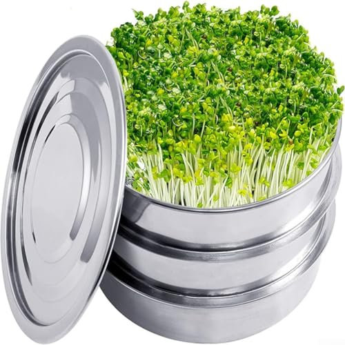 Sprout Propagation Set, Bandejas de Semillas, bandejas de germinación de 2 Niveles de Acero Inoxidable, Cultivo con Tapas y Base, para Invernadero y Jardines cultivan Plantas Frijoles Alfalfa brócoli