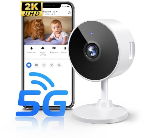 Mysight 2K Indoor Security Camera for Home Security, AI Voice Change for 2-Way Talk, Motion Detection, Night Vision, 24/7 SD Recording/Cloud Storage, WiFi Home Camera (White)