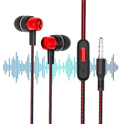 Cuffie cablate per telefono – Auricolari Intrauricolari resistenti al sudore, auricolari cablati con built-in | Auricolari cablati durevoli e confortevoli, accessorio audio Po