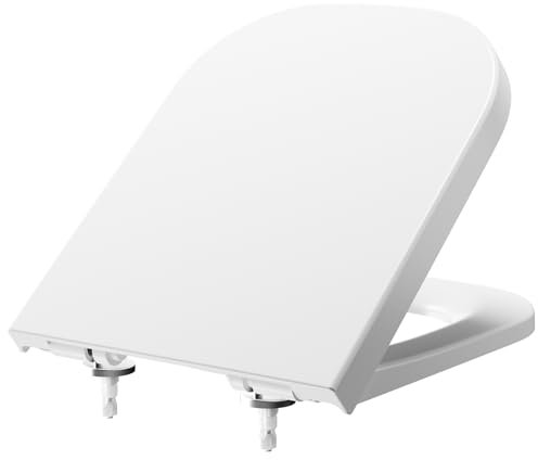 DERW Square Toilet Seat(42.7CM x 35CM), Soft Close Toilet Seat, Environmentally Friendly Urea-Formaldehyde Resin, Easy One-Button Quick Release for Cleaning, Install with Alignment Guide, Durable