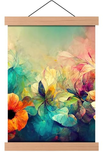 MG Design Natural Posterleiste aus Holz 55 cm – magnetischer Poster-Aufhänger, 4 Leisten mit starker Haftung, mit Aufhängeschnur – für Poster, Fotos & Zertifikate