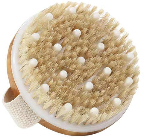 Massagebürste, Körperbürste Naturborsten, Cellulite Bürste Körperbürste Für Damen & Herren,Massaggiatore Anti Cellulite Für Peeling & Verbessert Lymphfunktionen