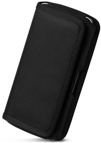 moex Mesh Case für Samsung Galaxy J3 (2017) Gürteltasche mit Klettverschluss horizontal, Handy Holster mit Gürtelclip Robustes Nylon, Handytasche quer mit Halterung für Gürtel, Schwarz