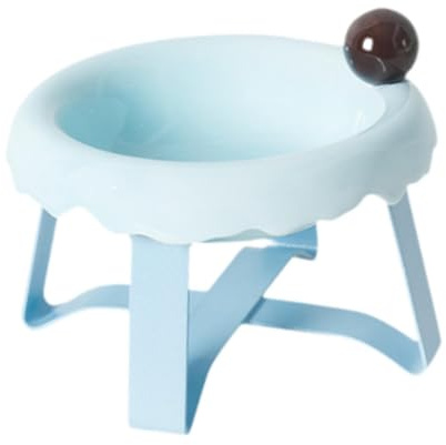 Duiaynke Cuenco de comida para gatos con soporte, protector de cuello para menos vómitos, cuenco elevado para mascotas para perros pequeños, gatos de interior, gatitos, color azul