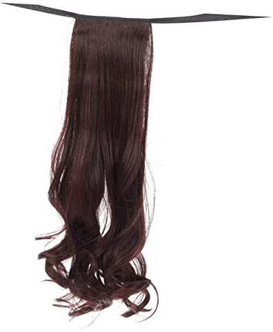 Hemobllo Perruque Bouclée Synthétique Femme avec Ruban et Cordon de Serrage Extension Cheveux Ondulée Foncé