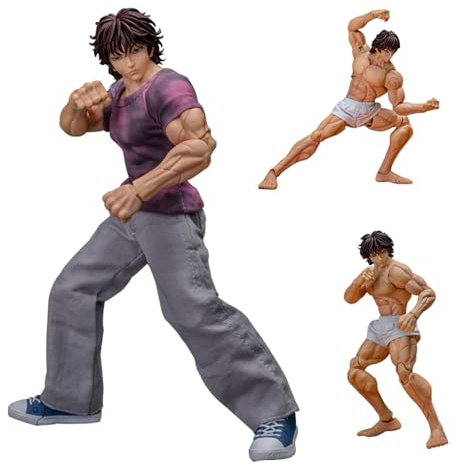 Jiumaocleu Hanma Baki Action Figure Anime Battle Model Hanma Baki Statua Fatto a mano da Collezione Desktop Decorazione Modello Giunti Mobili 18 CM