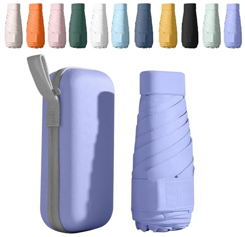 BICUIYIT Mini Parapluie De Poche Pliable - Ultra Léger Et Compact, Protection Uv 50+ Et Résistant Au Vent, Pour Voyage Et Tous Les Jours (Violet)