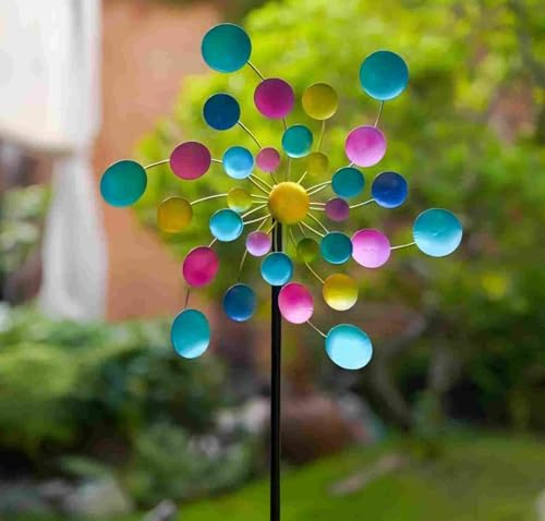Mulino a vento in metallo, decorazione da giardino, 3D, a vento cinetica, per terrazze, prato, decorazione da giardino