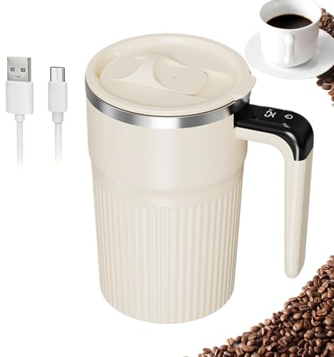 Genérico da caffè auto-agitante, bicchiere miscelatore automatico ricaricabile, 400 ml, coperchio miscelatore portatile, per viaggi, vacanze, ufficio, scuola, appartamento, bevande di cioccolata