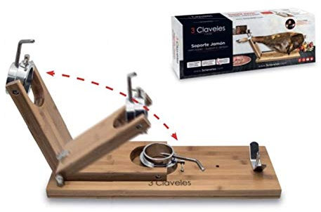 Hidalgo 3 Claveles Support à jambon rabattable avec tête pivotante et base en bois de bambou