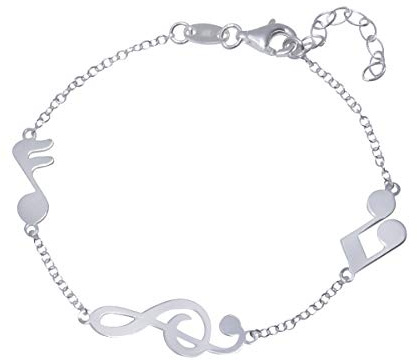 WANDA PLATA Bracelet Musique pour Femme en Argent 925, Clé de Sol, Notes Musicales, dans une Boîte Cadeau