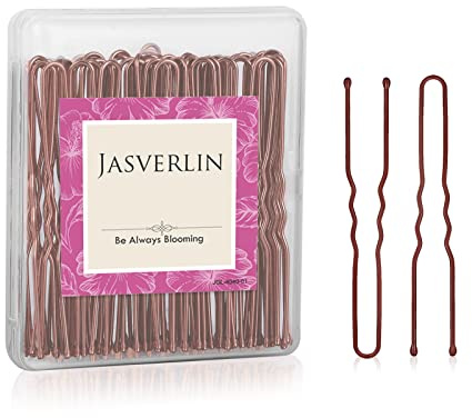 JASVERLIN Pasadores en U para cabello castaño, horquillas en forma de U, horquillas para moño, horquillas para mujer, estilo largo, grande, metal Updo Ballet, baile, accesorios de 2.4 pulgadas