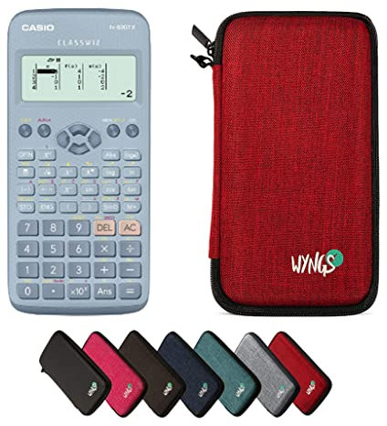 Casio fx-83GT X Blau inkl. WYNGS Schutztasche Rot - Wissenschaftlicher Taschenrechner - Basic Set