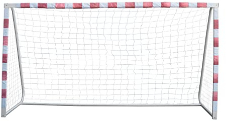 Sandora Fußballtor Volley L Ron-Robert Zieler Edition 300 x 160 x 90 cm rot/weiß 22100 | EIN Traumtor für Kinder | Jugendliche für Spielspaß ausserhalb des Stadions (L)