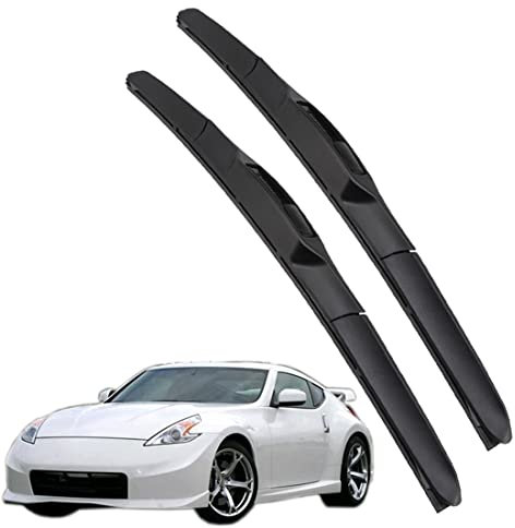 Scheibenwischer Für Auto Scheiben Wiper Blades Für 370Z 2009-2014 Wischerblatt Vorne Wischblätter Gummi Windshield Wipers 525mm+475mm fit U J Hakenarme,Front Window 2pcs B-Style