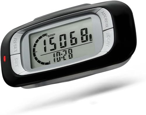 VOSSOT 3D Schrittzähler Clip zum Gehen Tragbar Digital Klein Pedometer Einfacher Genauer Step Counter für Damen Herren Walking Laufen, 7-Tage-Datenspeicherung, Verfolgen von Gehdistanz & Kalorien