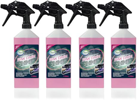 JOVS Pink Dashboard Shine Spray 4 X 1L - Cherry Fragrance | Ultimate Cleaner for Car Dashboards | Interior Plastic Restorer | Professional Grade with Refreshing Scent | Silicone Based Formula.