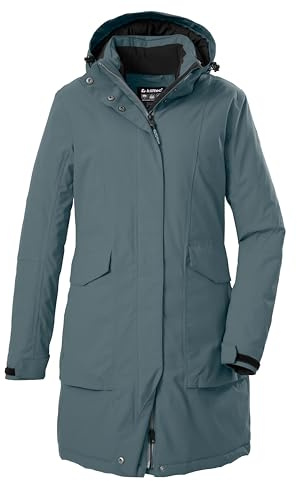 killtec Dam vattentät parkas/kappa med avtagbar huva Damen Funktionsparka, blaugrau, 40, 43284-000