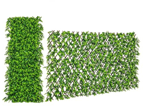 COSTWAY Konstgjord murgröna trädgård, insynsskyddsmatta, 180 x 90 cm, växtvägghäckar med eukalyptusblad, staket för trädgård, häckar, balkong, utomhusdekoration, häckväxt, vindskydd, flätverk (grön)