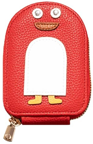 Sarini Porte-Cartes de crédit Penguin 11 emplacements pour Cartes Porte-Monnaie Porte-Cartes en accordéon PU pour Cartes de crédit Cartes d'identité Permis de Conduire Porte-Cartes(Rouge)