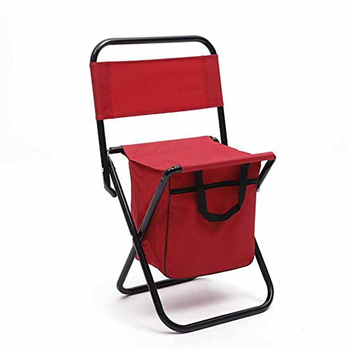 WGFOIP Silla de Camping Plegable, Mochila, Silla Refrigeradora, Silla de Ocio para Pesca con Bolsa para Exteriores, Senderismo, Caza, Viajes (Rojo)