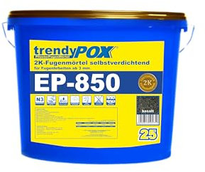 TrendyPOX Mortier de joint auto-compactant 2K EP-850-25 kg (basalte) Pour largeur de joint à partir de 3 mm