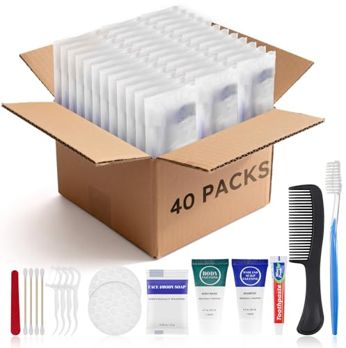 Kits de artículos de aseo esenciales de viaje, higiene desechable a granel, suministros de artículos de tocador de tamaño de prueba envueltos individualmente, artículos de cuidado personal de viaje