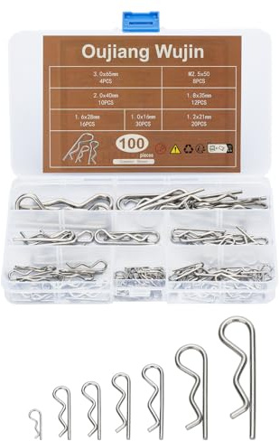 Oujiang Wujin 100 Stück Mit Sortierbox Splint Set Splint Clip Sicherheitsstift Spaltdraht R-Form Stift R-Form Clip