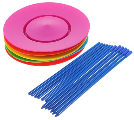 Toyvian 6 pièces Assiettes Tournantes avec Bâtons Jonglage Équilibre Stable Performance Accessoires pour Spectacles et Fêtes