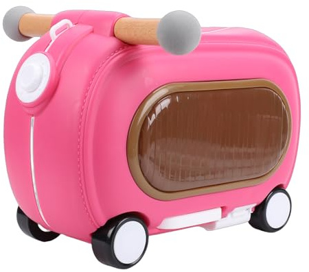 Luocute Ride On Bagage, Småbarns Rullande Resväska med Hjul 20L Förvaringsscooter Bagage med Musiklampor Koppel och Axelrem för Resebarn (Rosröd)