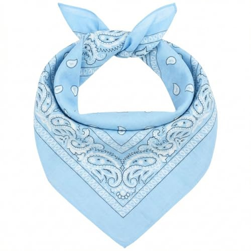 AURAE Bandana – 100 % bomull och naturliga fibrer – bandana scarf utan polyester – mjuk, hållbar och maskintvättbar, Ljusblått, Standard